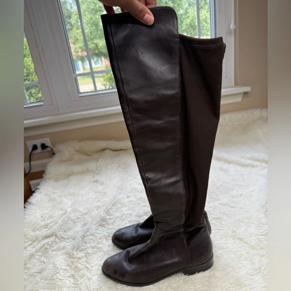 Michael Kors Over The Knee Boots Leather Riding Chocolate Brown Size 7 Capsule